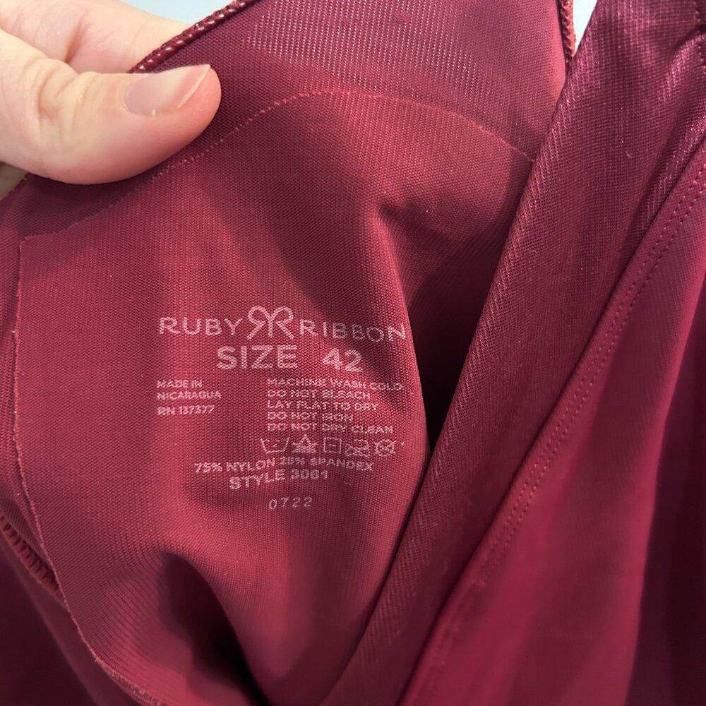 Ruby Ribbon Red Built In Camisole Tank Shapewear Support Top Size 42 (US XL) - Picture 3 of 4